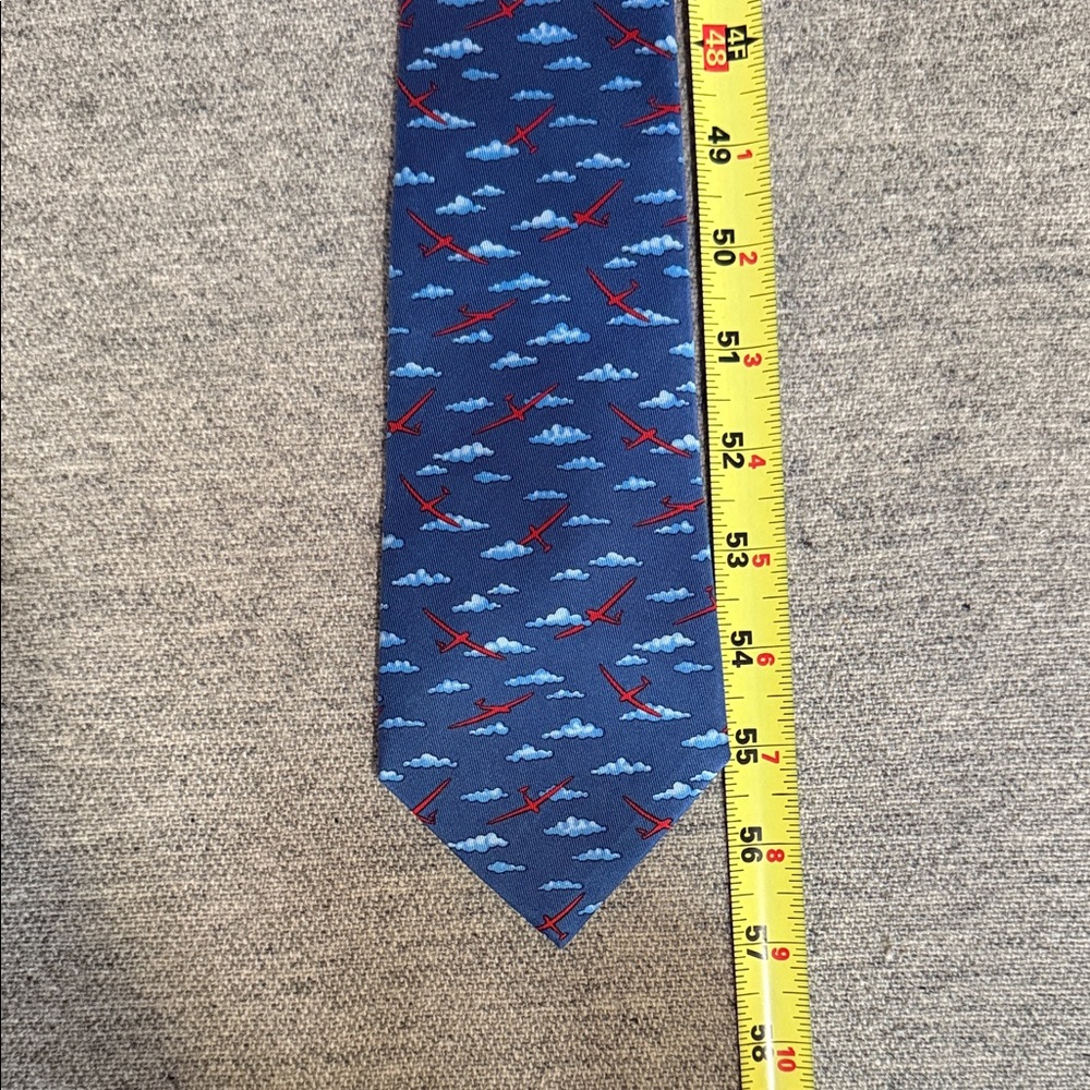 Hermes Blue and Red Patterned Tie - Picture 5 of 6